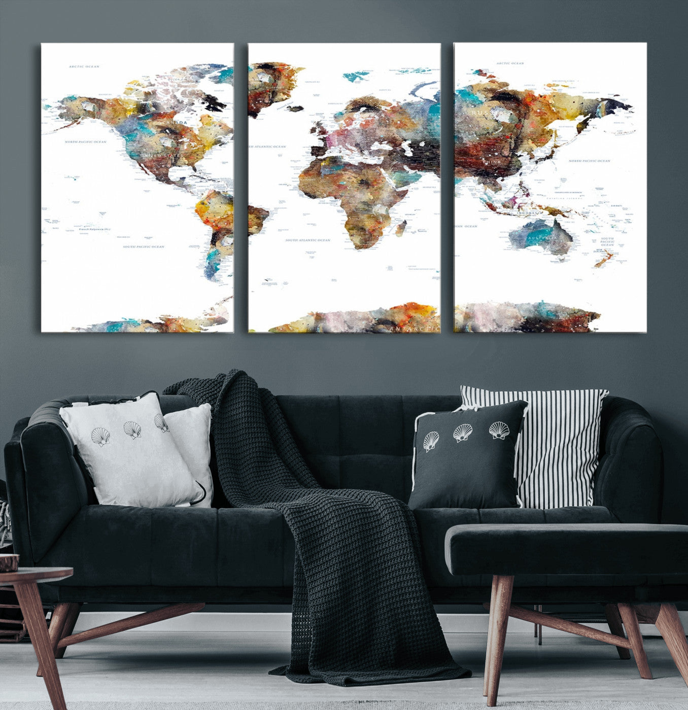25251-MGV-CV-60X30-3P-Push Pin World Map Canvas Print – Travel Tracker Wall Art for Couples, Perfect Anniversary Gift for Home or Office Decor