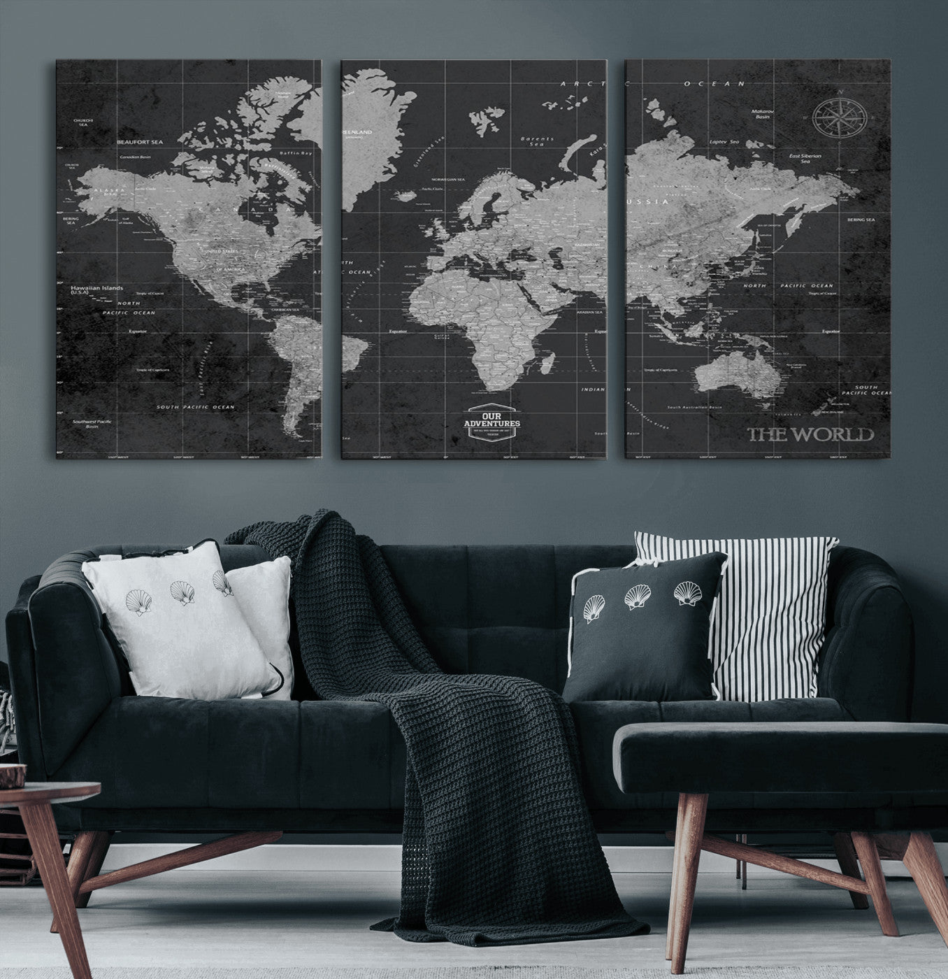 85500-MGV-CV-60X30-3P-Push Pin World Map Canvas Print – Travel Tracker Wall Art for Couples, Perfect Anniversary Gift for Home or Office Decor