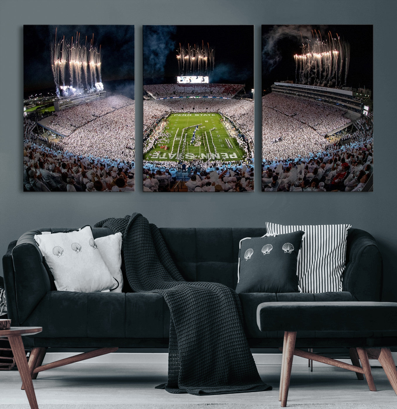 11391-MGV-CV-36X24 - Penn State Football Wall Art Canvas Print – Framed Stadium Game Day Sports Team Spirit Artwork for Home, Office