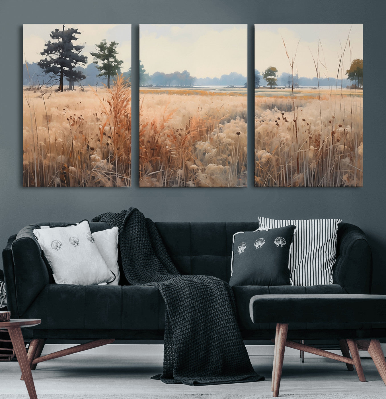 -Golden Fields Canvas Wall Art Print – Serene Landscape of Nature’s Tranquility in Minimalist Modern
