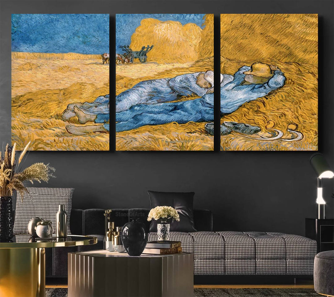 A Vincent Van Gogh Nature canvas print depicting resting farmers.