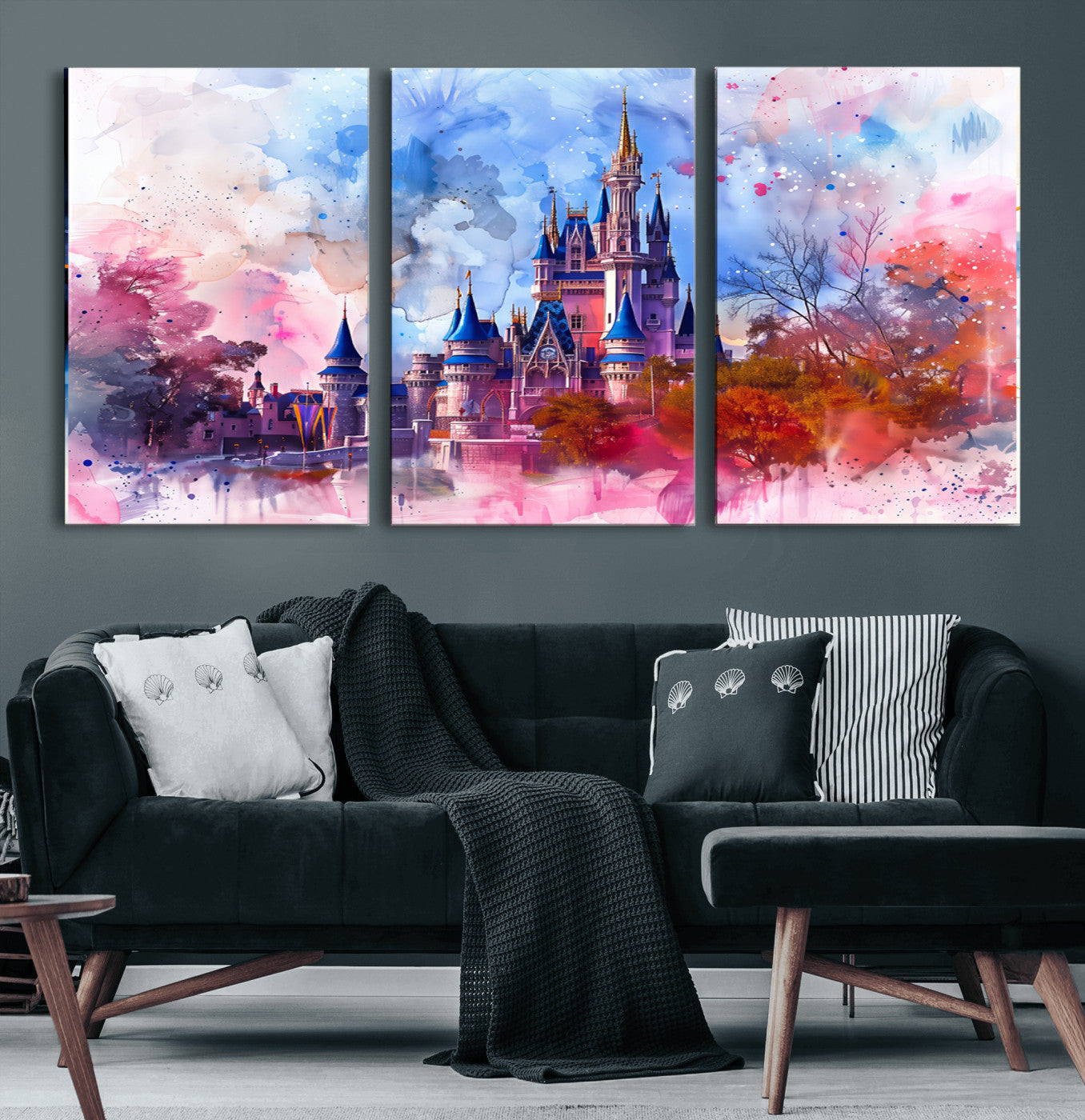 MGV-CV-60X30-3P - Disney Wall Art: Dreamy Watercolor Cinderella Castle Canvas Print