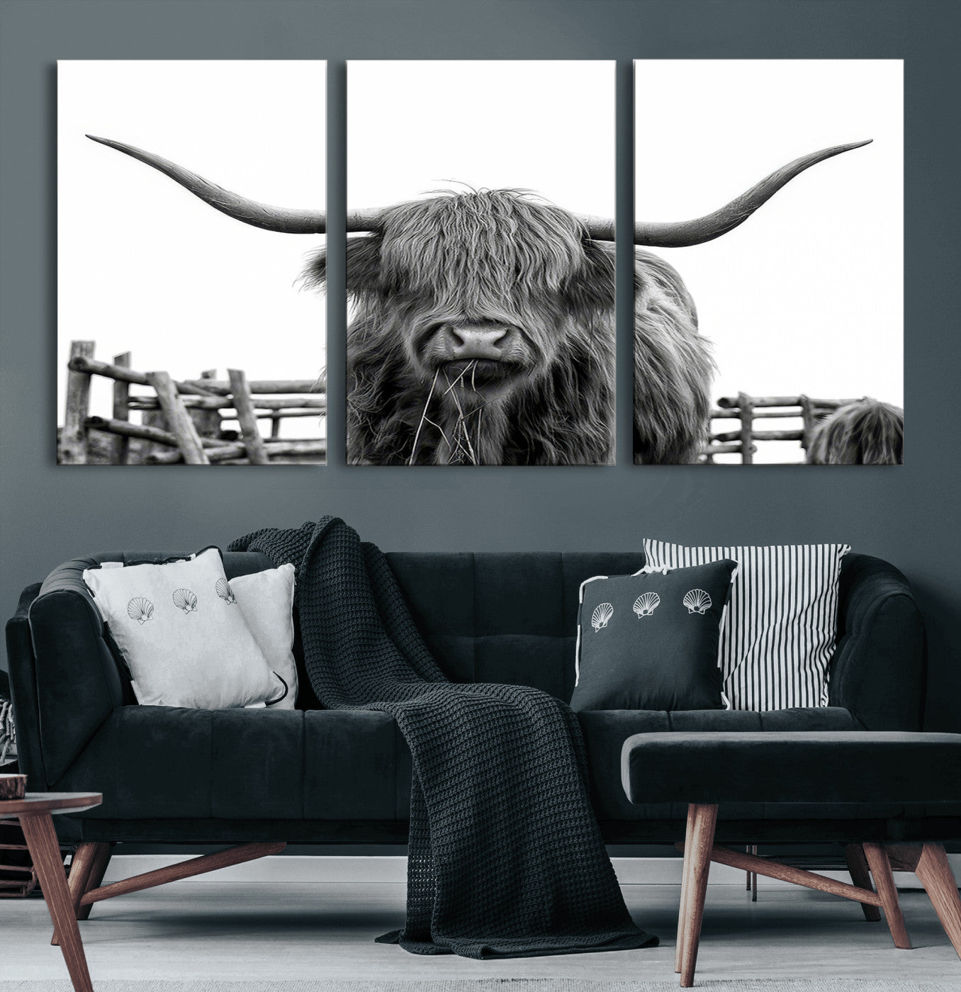58188-MGV-CV-60X30-3P-Longhorn Canvas Print, Bighorn Cow Wall Art Canvas Print
