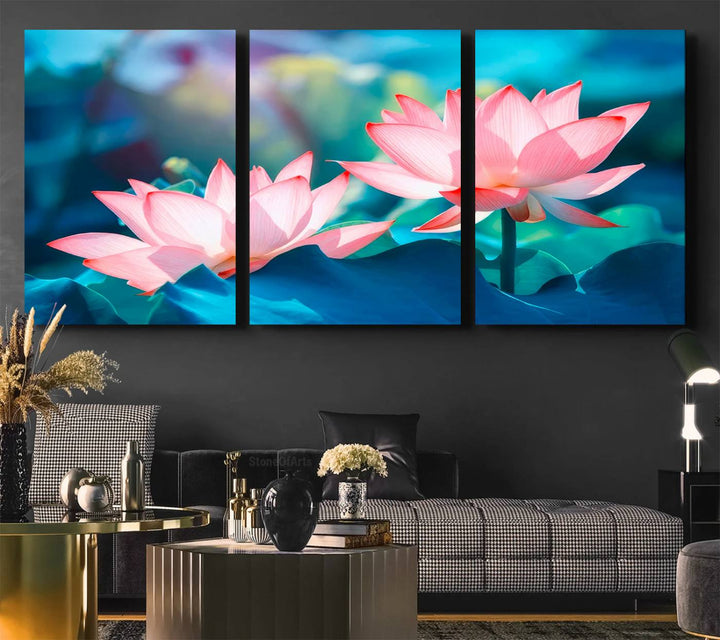 Pink Lotus Flower Canvas wall art.