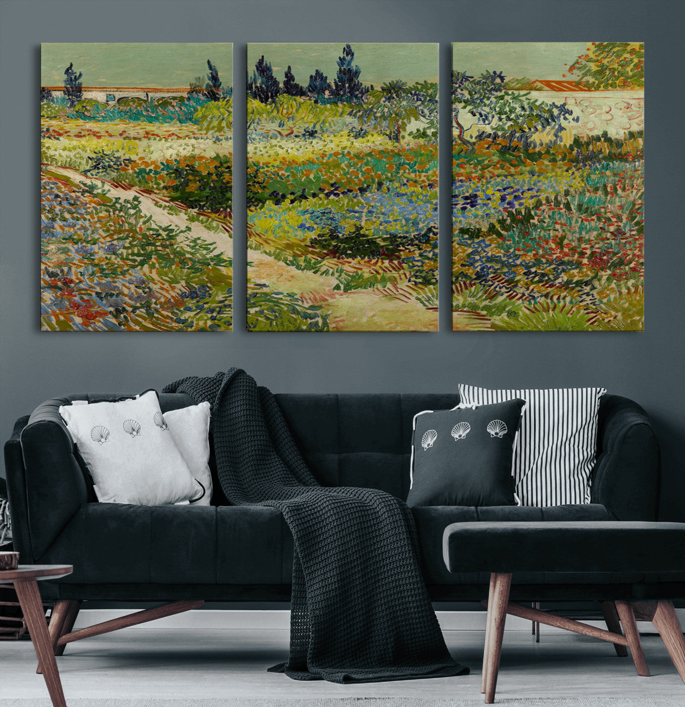 96965-MGV-CV-60X30-3P-Vincent van Gogh Garden at Arles Wall Art Canvas Print
