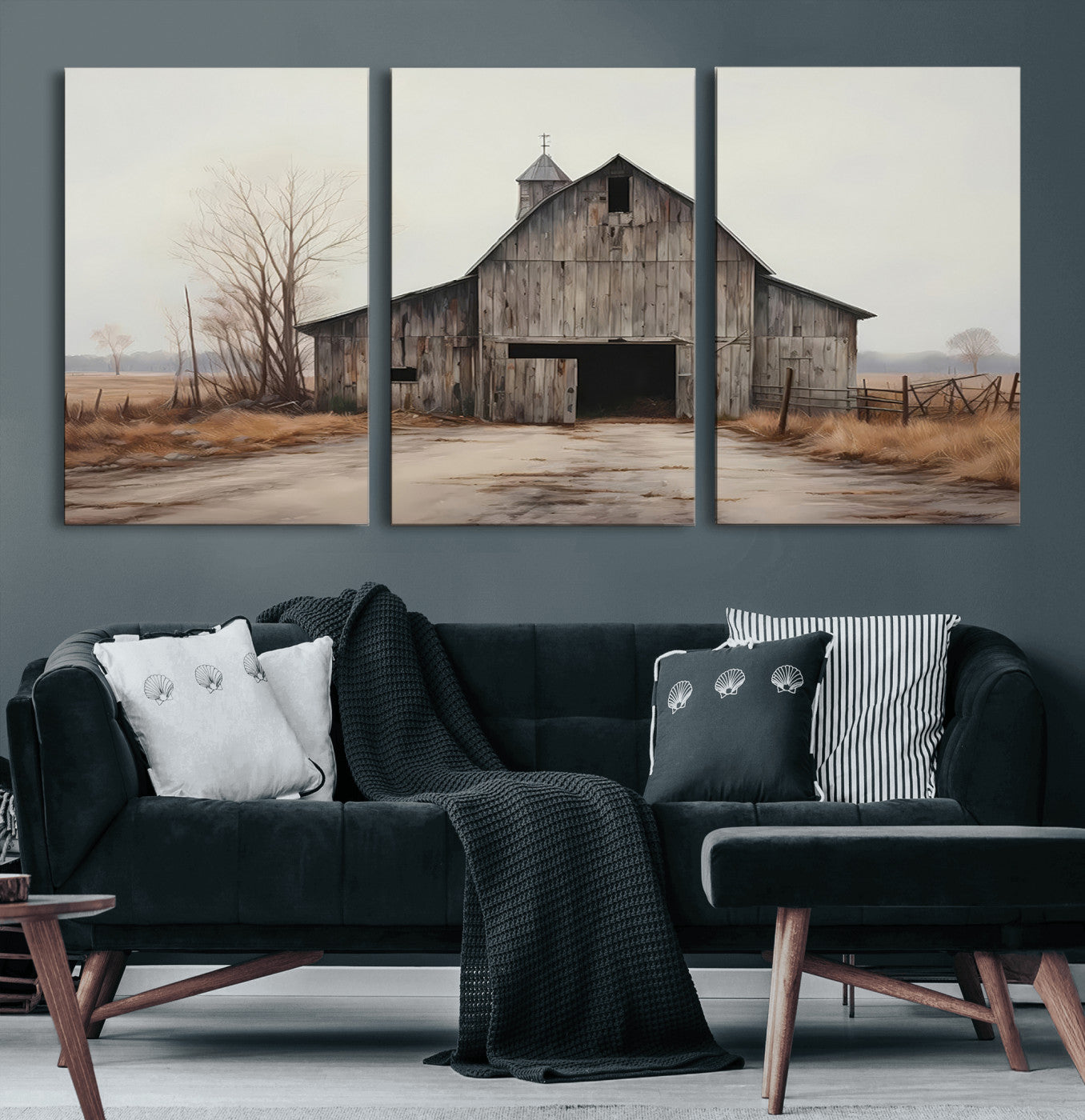11602-MGV-CV-60X30-3P-Farmhouse Rustic Barn Wall Art Canvas Print – Framed and Ready to Hang – Perfect Addition to