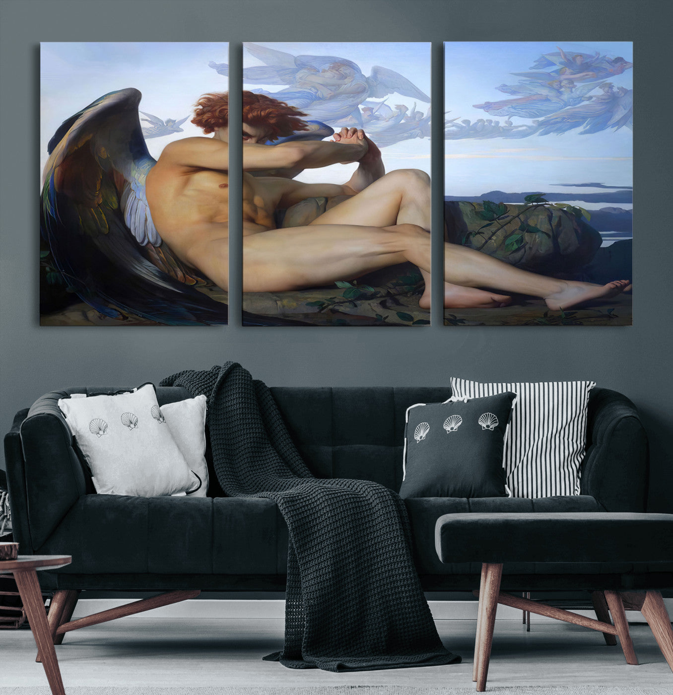 94220-MGV-CV-60X30-3P-Fallen Angel Wall Art Canvas Print – Classic Art, Framed, Ready to Hang - Alexandre Cabanel