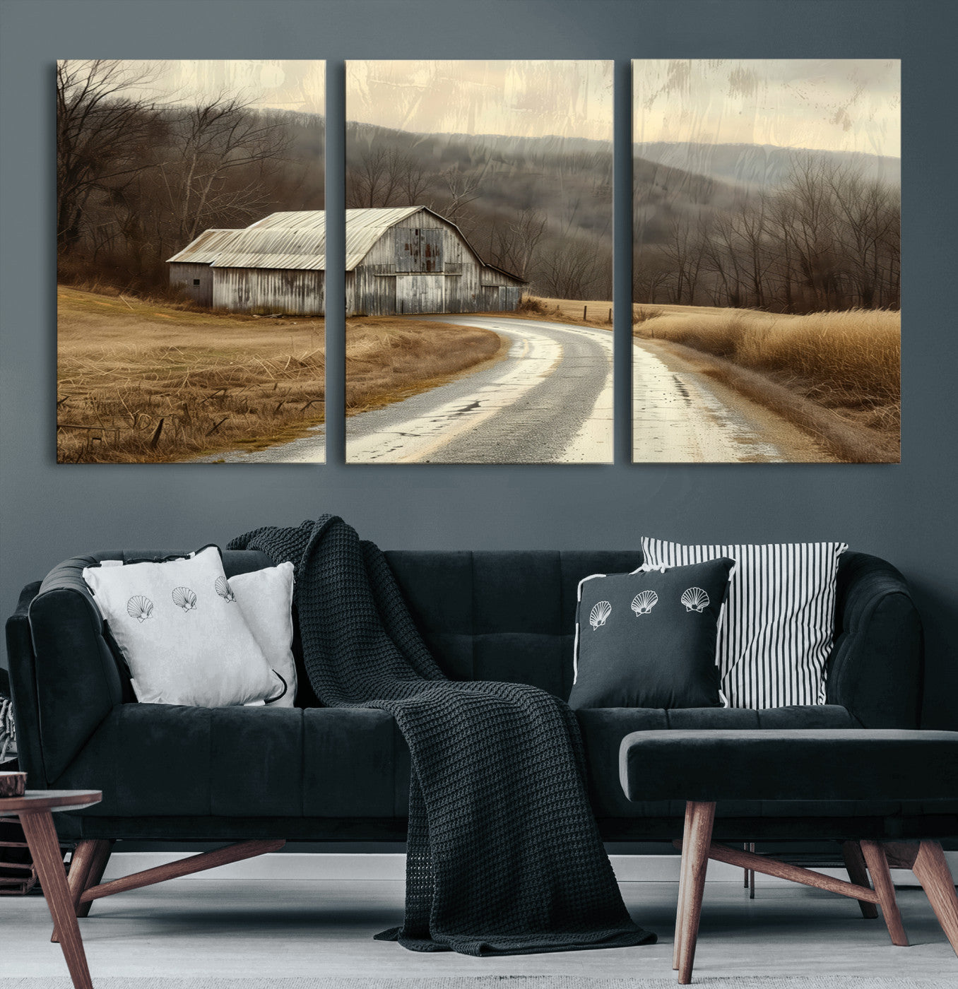10376-MGV-CV-60X30-3P-Vintage Barn for Farmhouse Wall Decor Canvas Print