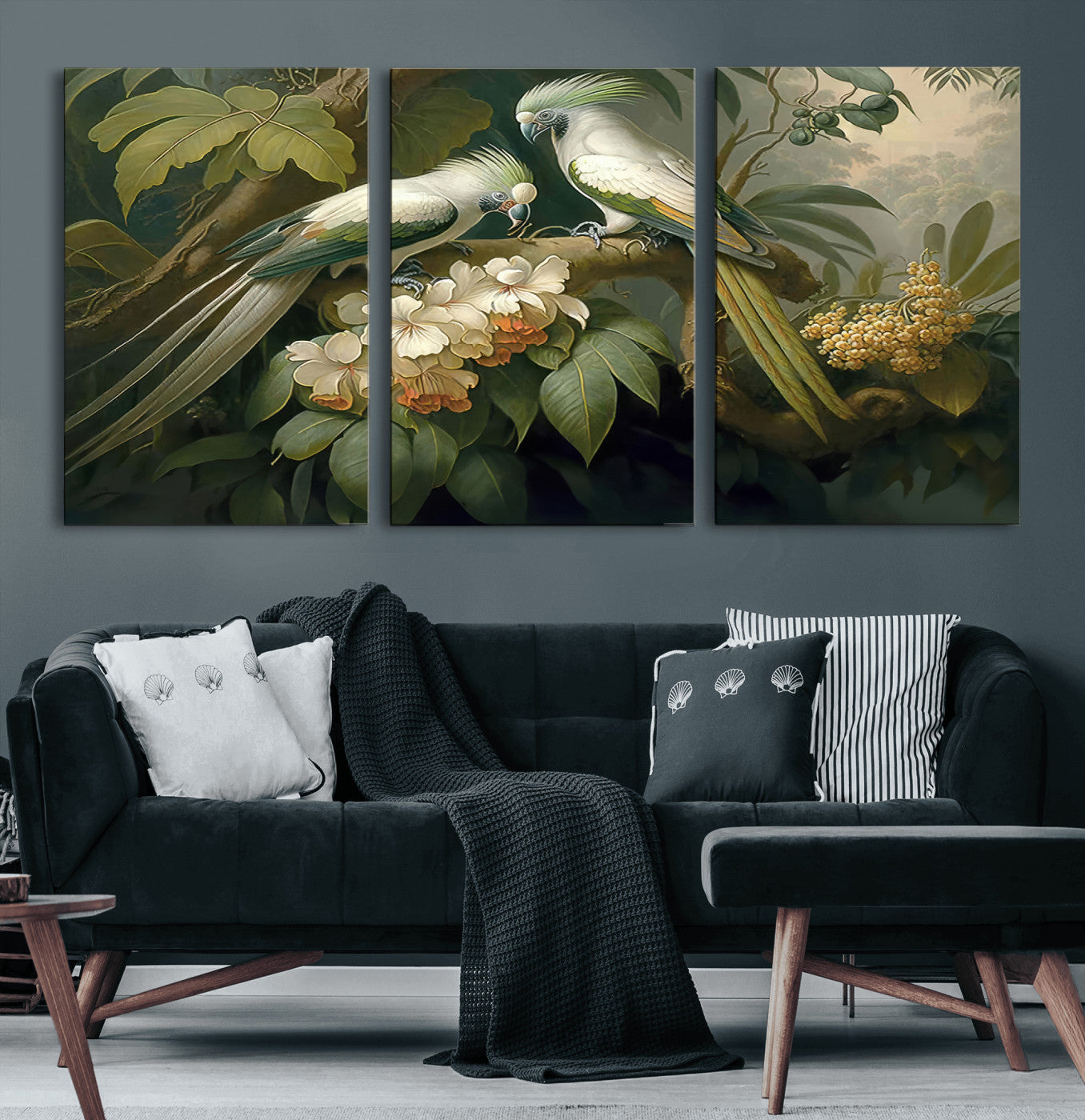 84047-MGV-CV-60X30-3P-Tropical Paradise Print Wall Art Stunning Artwork of a Parrot in a Lush Forest with Beautiful