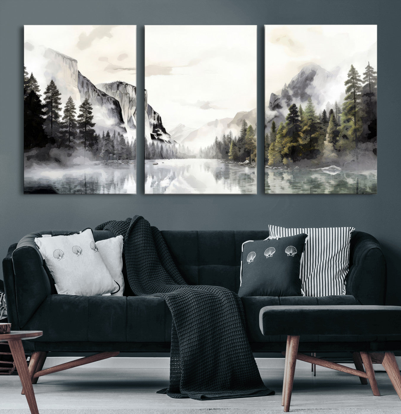 27364-MGV-CV-60X30-3P-Yosemite Valley Wall Art Canvas Print – Framed and Ready to Hang – Majestic Nature Landscape Décor