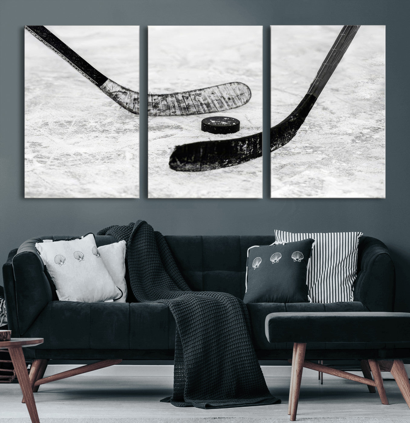 MGV-CV-60X30-3P - Winter Ice Hockey Sport Canvas Wall Art Print - Hockey Wall Art Print