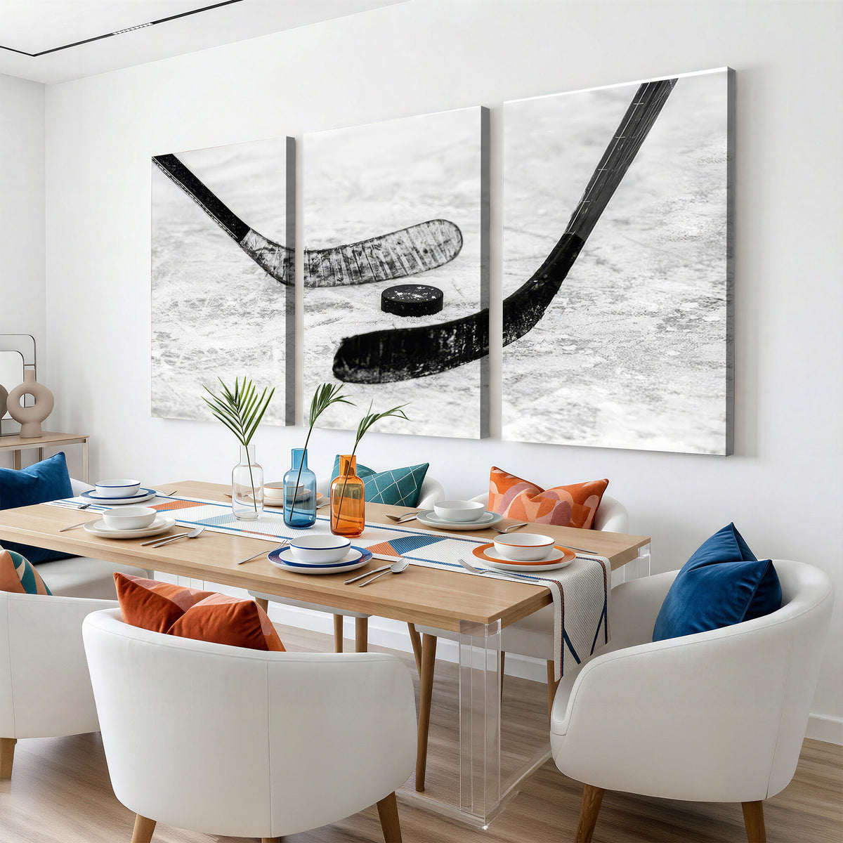 82900-MGV-CV-36X24 - Winter Ice Hockey Sport Canvas Wall Art Print, Hockey Wall Decor