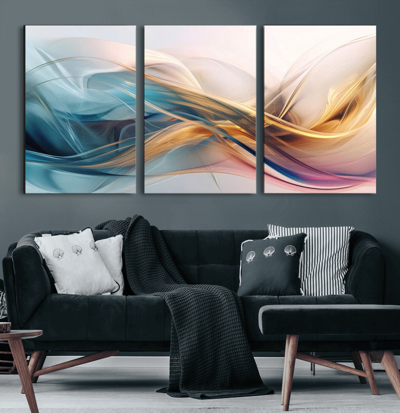 17461-MGV-CV-60X30-3P-Abstract Flowing Colors Wall Art Canvas Print