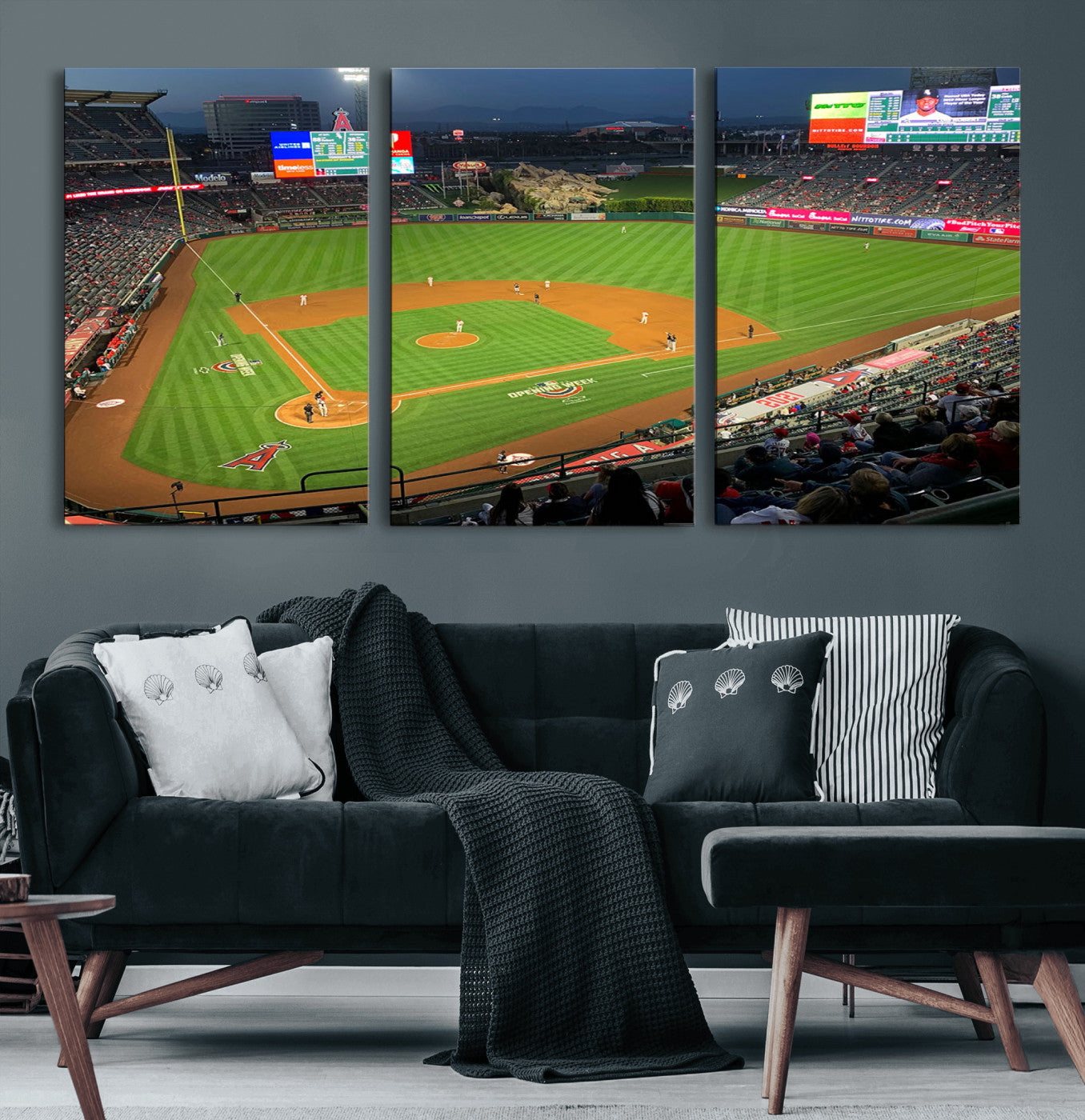 93707-MGV-CV-36X24-Angel Stadium Aerial Canvas Print – Los Angeles Angels Baseball Canvas Print, Framed, Ready to Hang