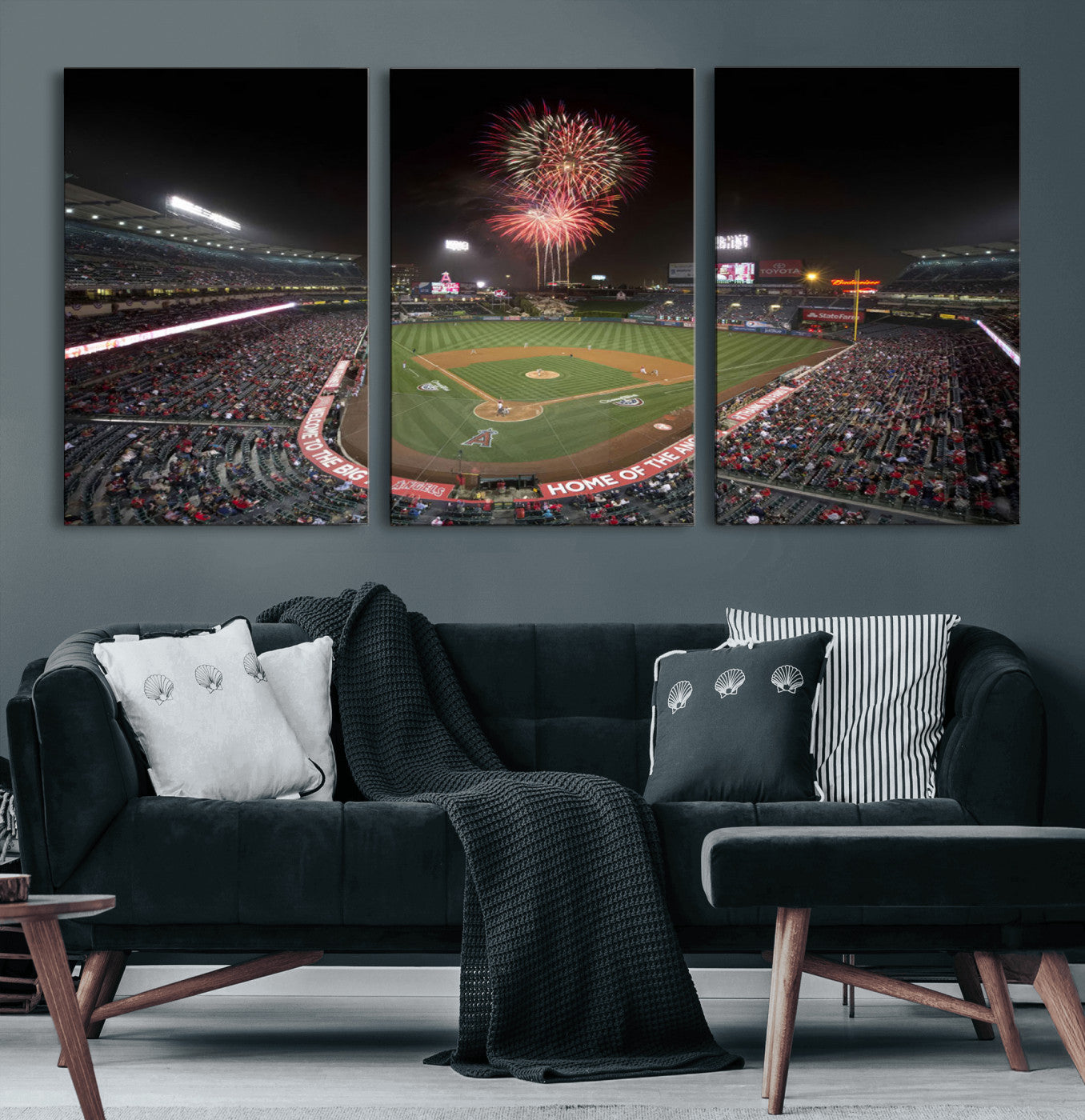 63592-MGV-CV-60X30-3P-Fireworks at Angel Stadium – Los Angeles Angels Canvas Print, Framed Los Angeles Angels Wall Art