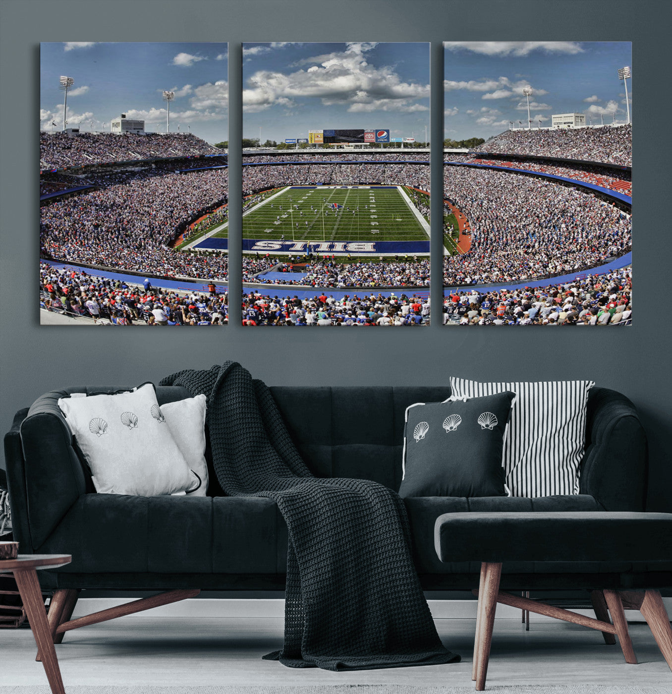 76491-MGV-CV-60X30-3P-Buffalo Bills Highmark Stadium Wall Art Canvas Print - Bills Stadium Game Day Triple Canvas Wall Art