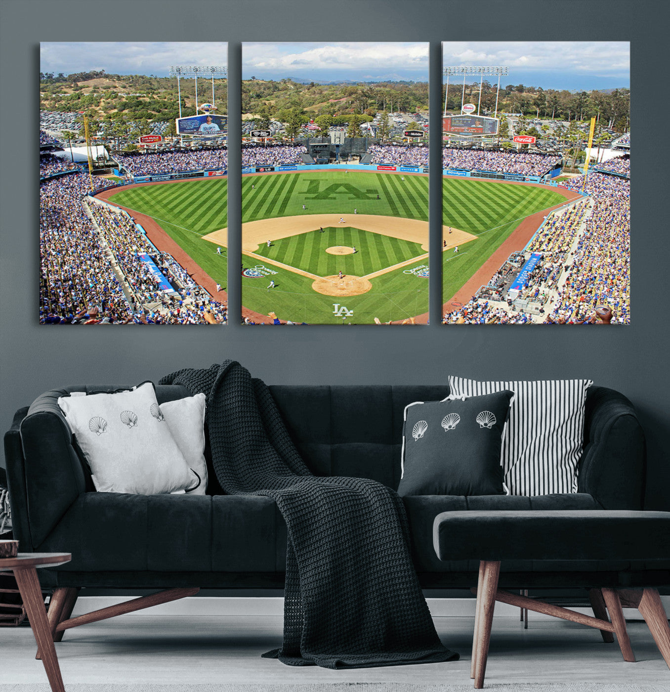 34760-MGV-CV-60X30-3P-Citi Field Wall Art Print | 3-Panel New York Mets Baseball Stadium Canvas Print | Framed Sports