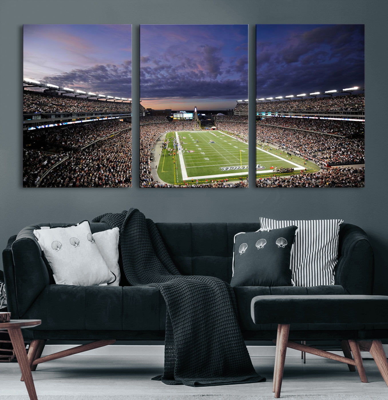 MGV-CV-60X30-3P - New England Patriots Football Team Print - Foxborough Gillette Stadium Wall Art Canvas Print