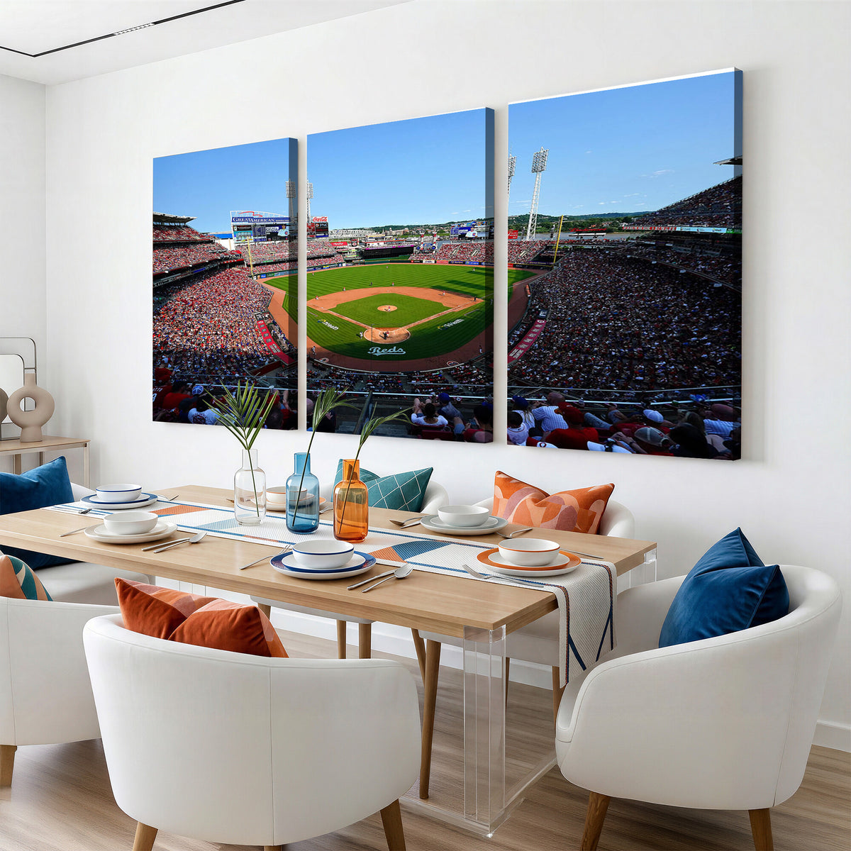 90998-MGV-CV-36X24 - Cincinnati Reds Baseball Canvas Print | Great American Ball Park Stadium Wall Art