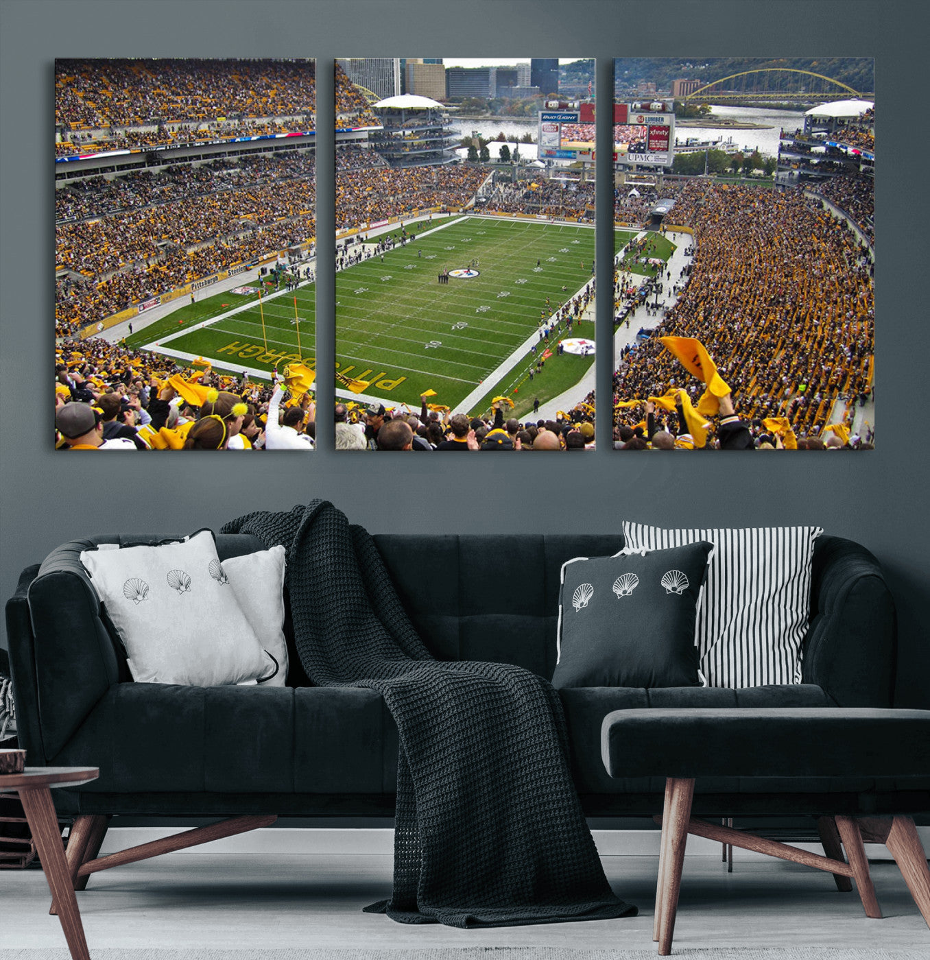 MGV-CV-60X30-3P - Pittsburgh Steelers Football Team Print - Pittsburgh Heinz Field Stadium Wall Art Canvas Print