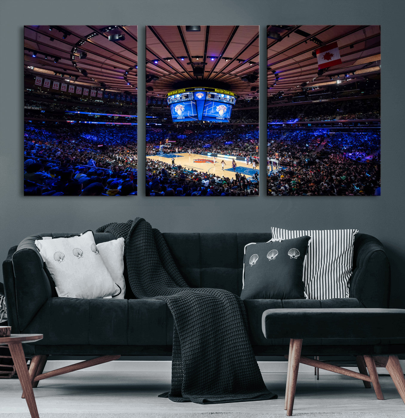 20491-MGV-CV-60X30-3P-Madison Square Garden Basketball Print Canvas- Madison Square Garden Basketball Game Triple Canvas