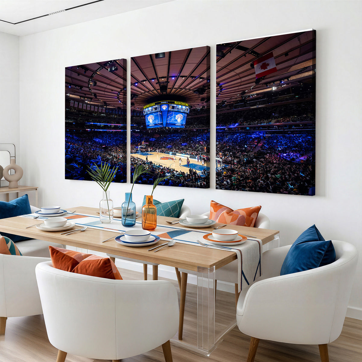 20491-MGV-CV-36X24 - Madison Square Garden Basketball Print Canvas, Basketball Game Triple Canvas Wall Art