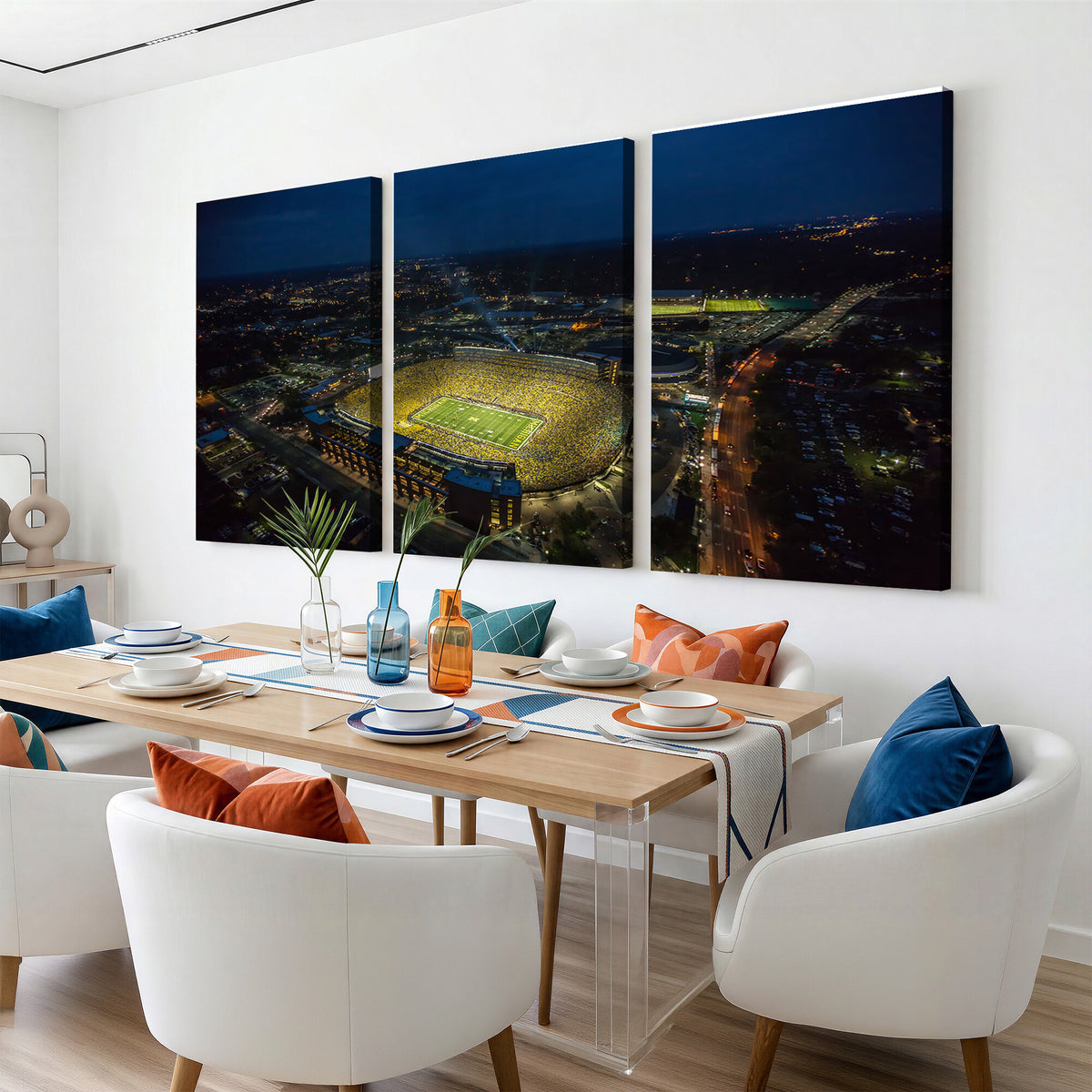 52519-MGV-CV-36X24 - Michigan Wolverines Football Team Print, Michigan Stadium Wall Art Canvas Print