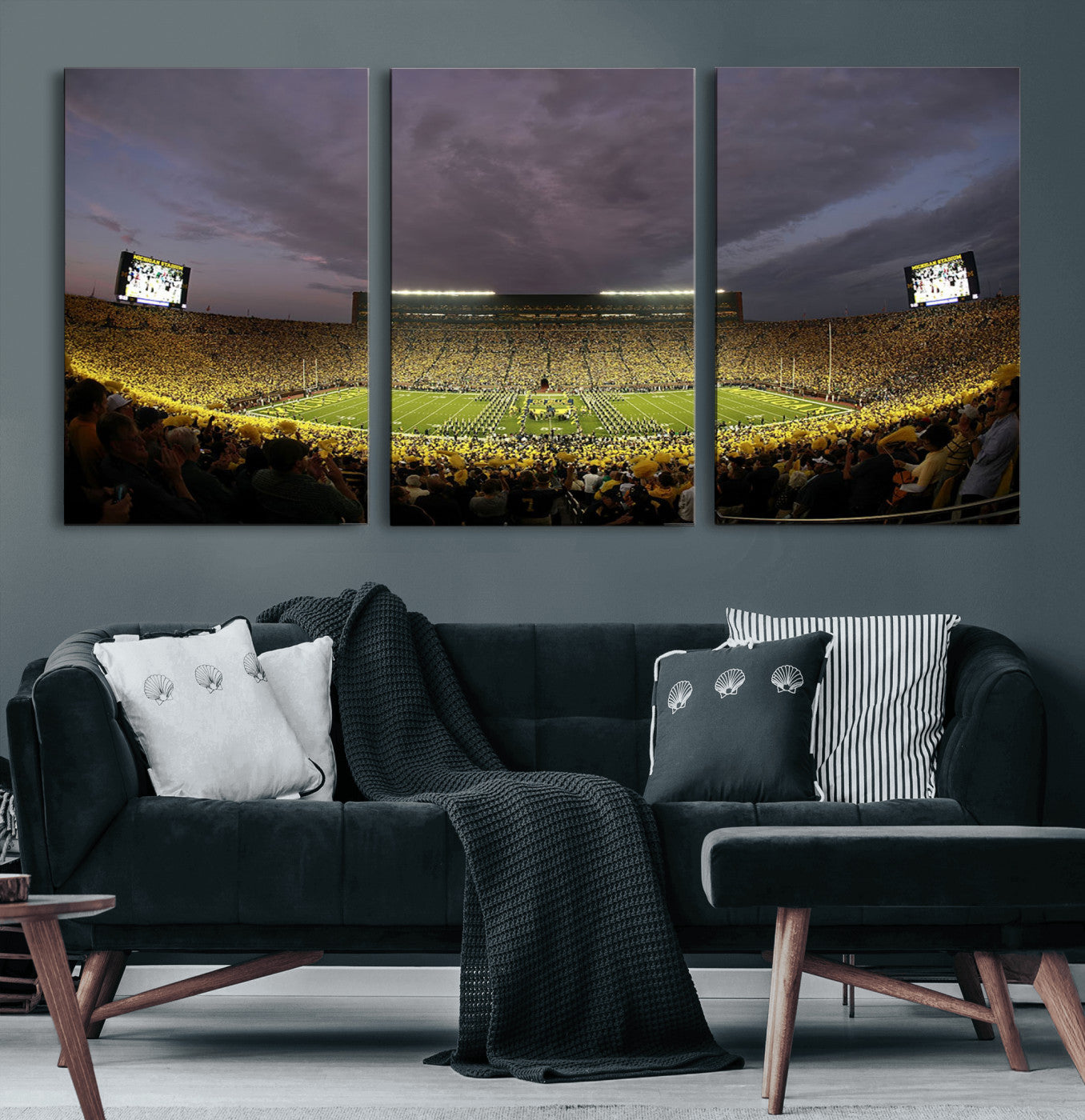 MGV-CV-60X30-3P - Michigan Wolverines Football Team Print - Michigan Stadium Wall Art Canvas Print