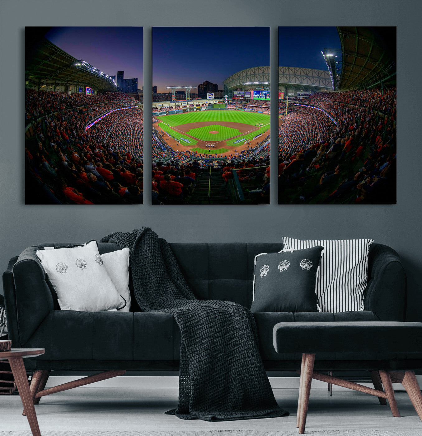 44322-MGV-CV-36X24-Houston Astros Baseball Print Canvas - Houston Minute Maid Park Stadium Wall Art Canvas Print