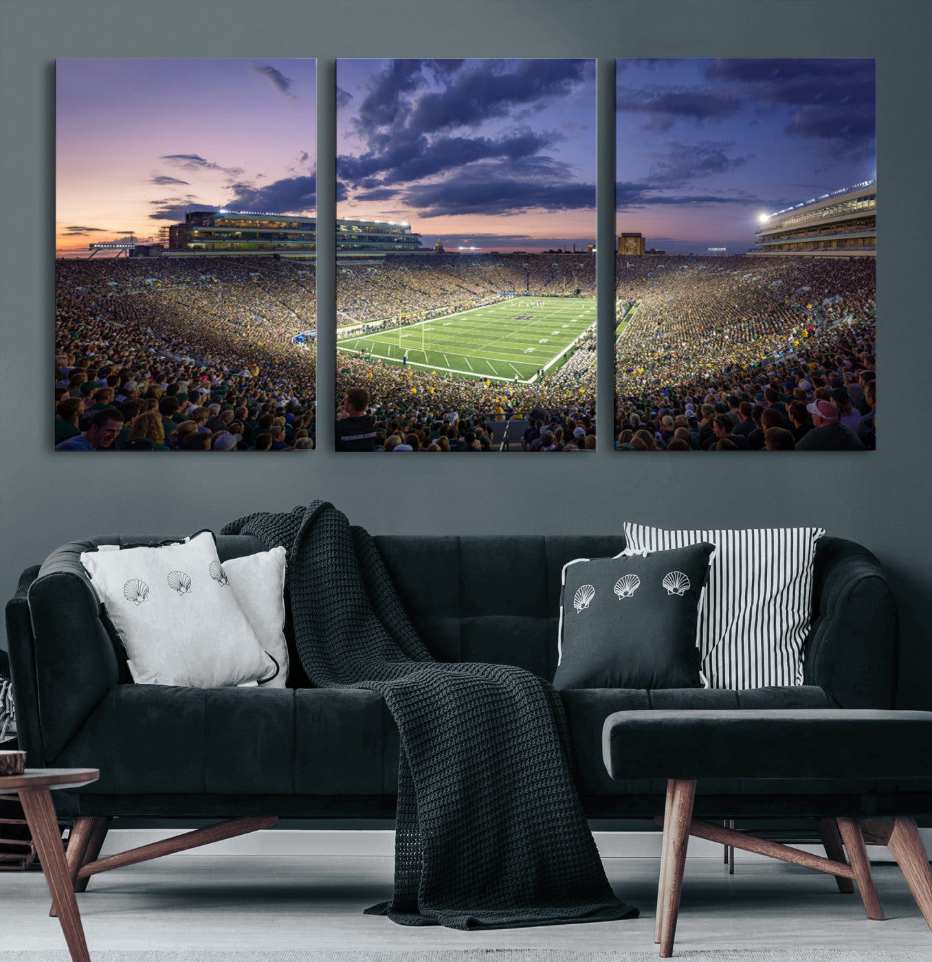 MGV-CV-60X30-3P - Notre Dame Fighting Irish Football Team Print - Notre Dame Stadium Wall Art Canvas Print