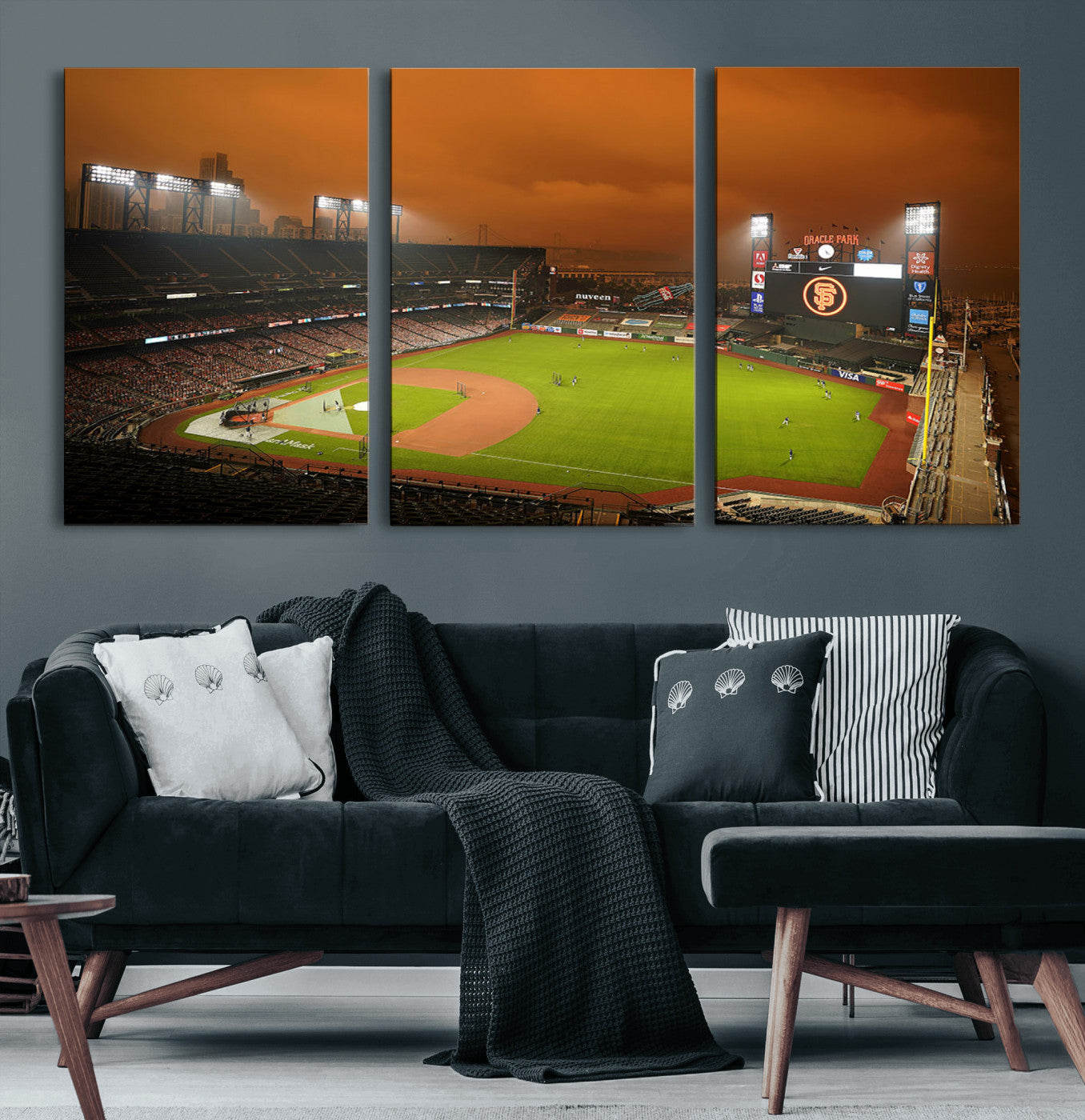 MGV-CV-60X30-3P - San Francisco Giants Baseball Team Print - Oracle Park Stadium Wall Art Canvas Print