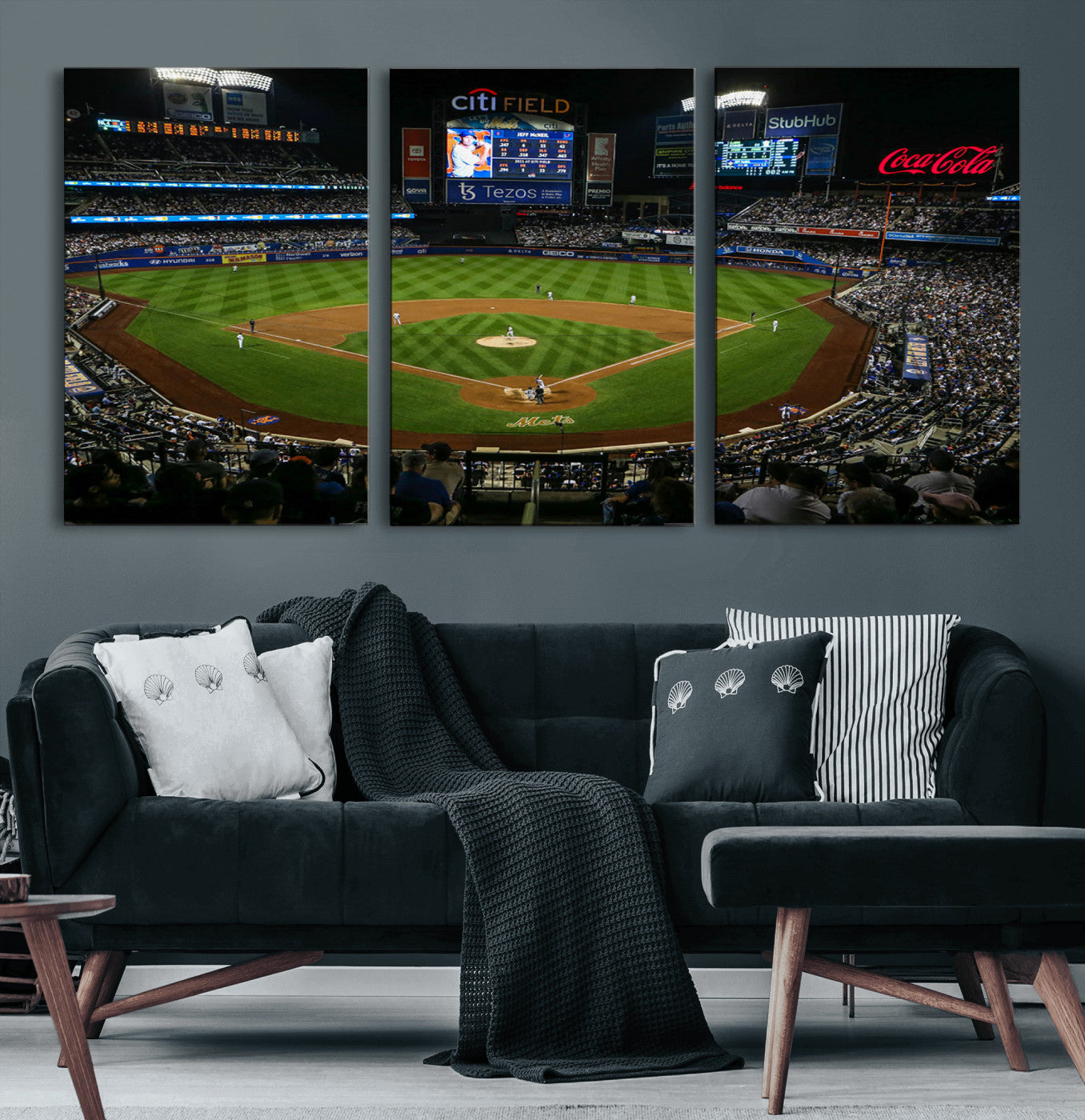 83979-MGV-CV-60X30-3P-Oakland Athletics Baseball Print - RingCentral Coliseum Stadium Wall Art Canvas Print