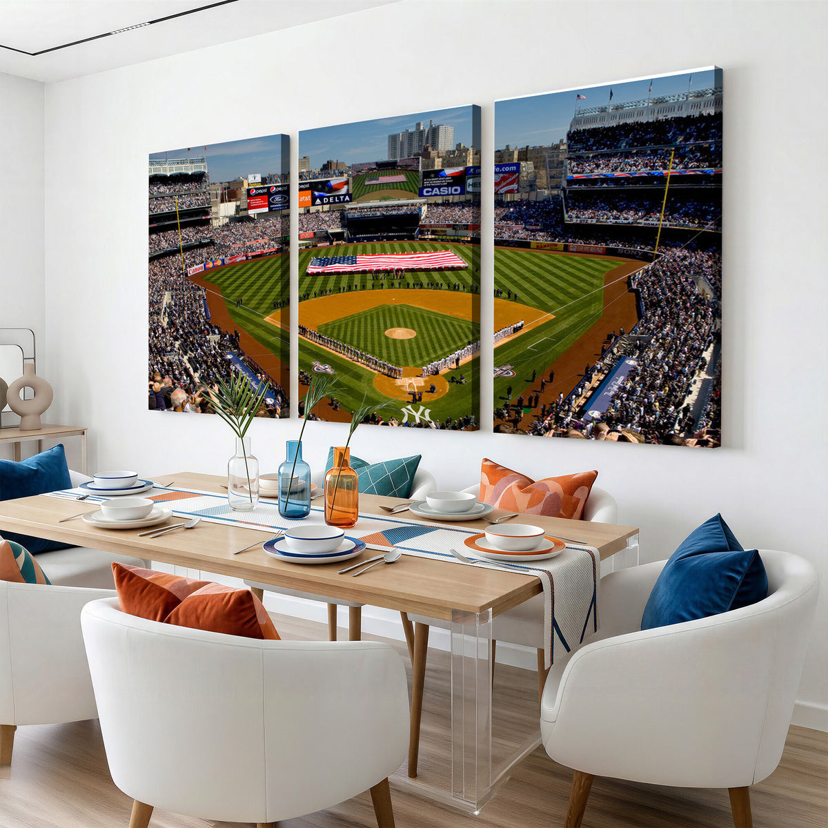 20879-MGV-CV-36X24 - Yankee Stadium New York Wall Art Print | 3-Panel Canvas Print of Yankees Baseball Stadium