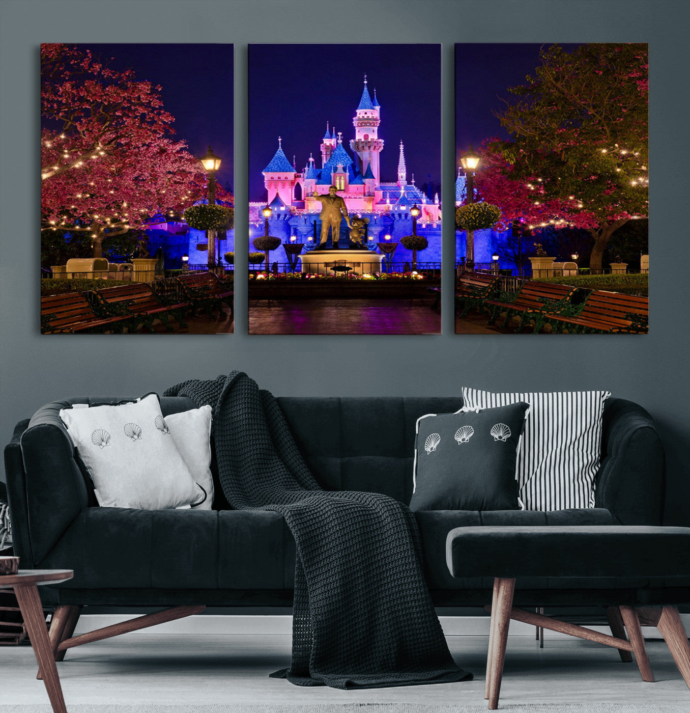 79435-MGV-CV-36X24-Castle Large Wall Art Disney Magic Kingdom Kids Room Decor - Disney World Christmas Home Decor Child
