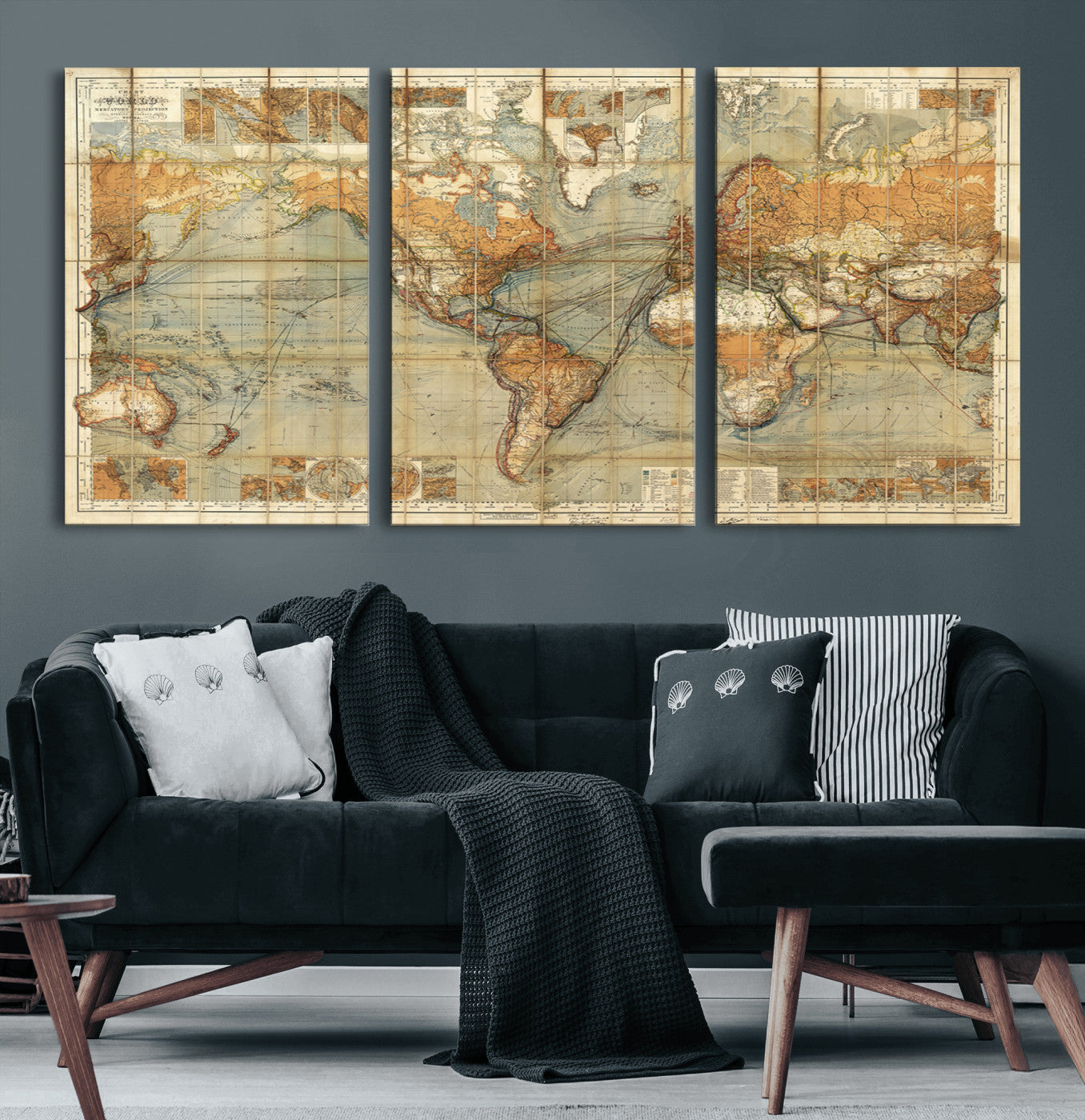 MGV-CV-60X30-3P - Push Pin World Map Canvas Print – Framed Wall Art for Couples to Track Their Travels – Anniversary