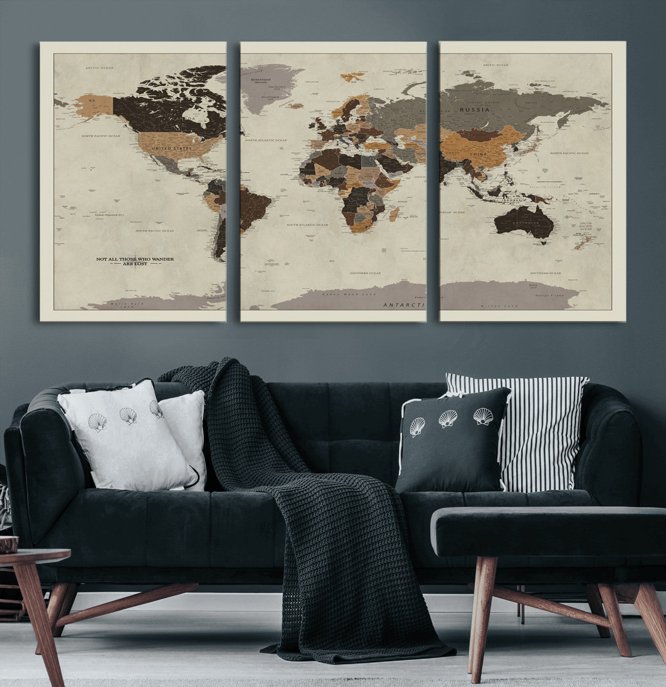 72209-MGV-CV-60X30-3P-Push Pin World Map Canvas Print – Travel Tracker Wall Art for Couples, Perfect Anniversary Gift for Home or Office Decor