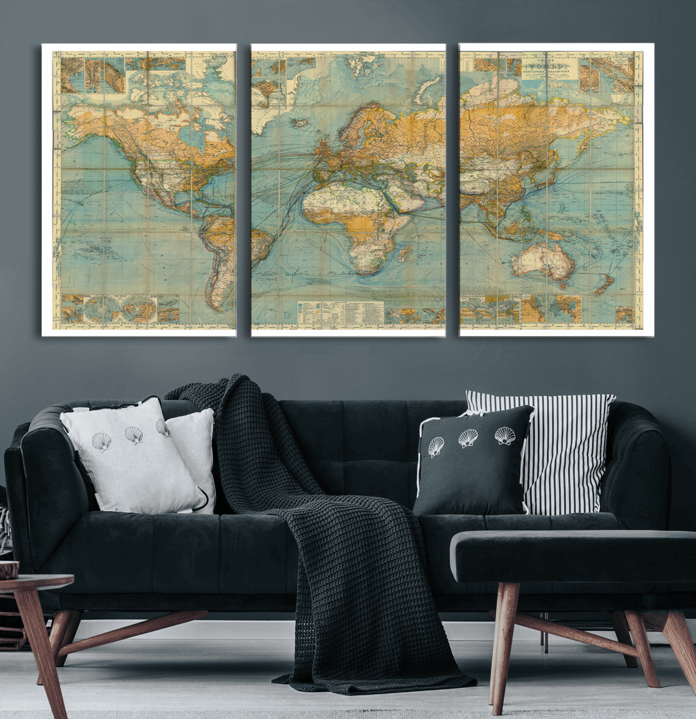 10247-MGV-CV-60X30-3P-Push Pin World Map Canvas Print – Travel Tracker Wall Art for Couples, Perfect Anniversary Gift for Home or Office Decor