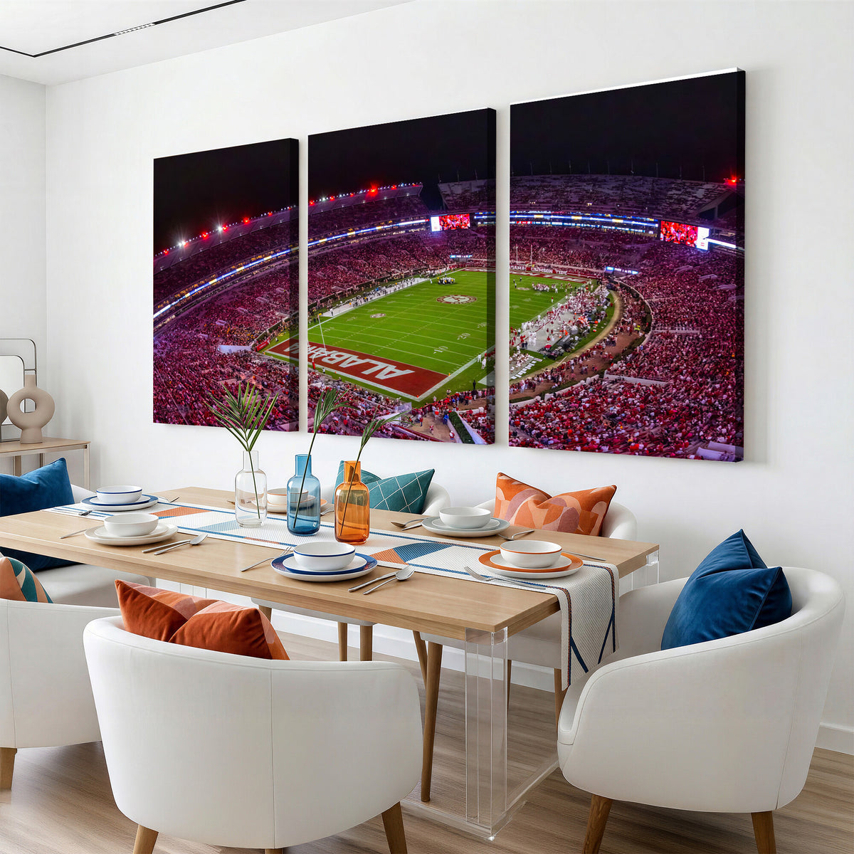 11343-MGV-CV-36X24 - Bryant-Denny Stadium Night Game Triple Canvas Wall Art | Alabama Crimson Tide Football