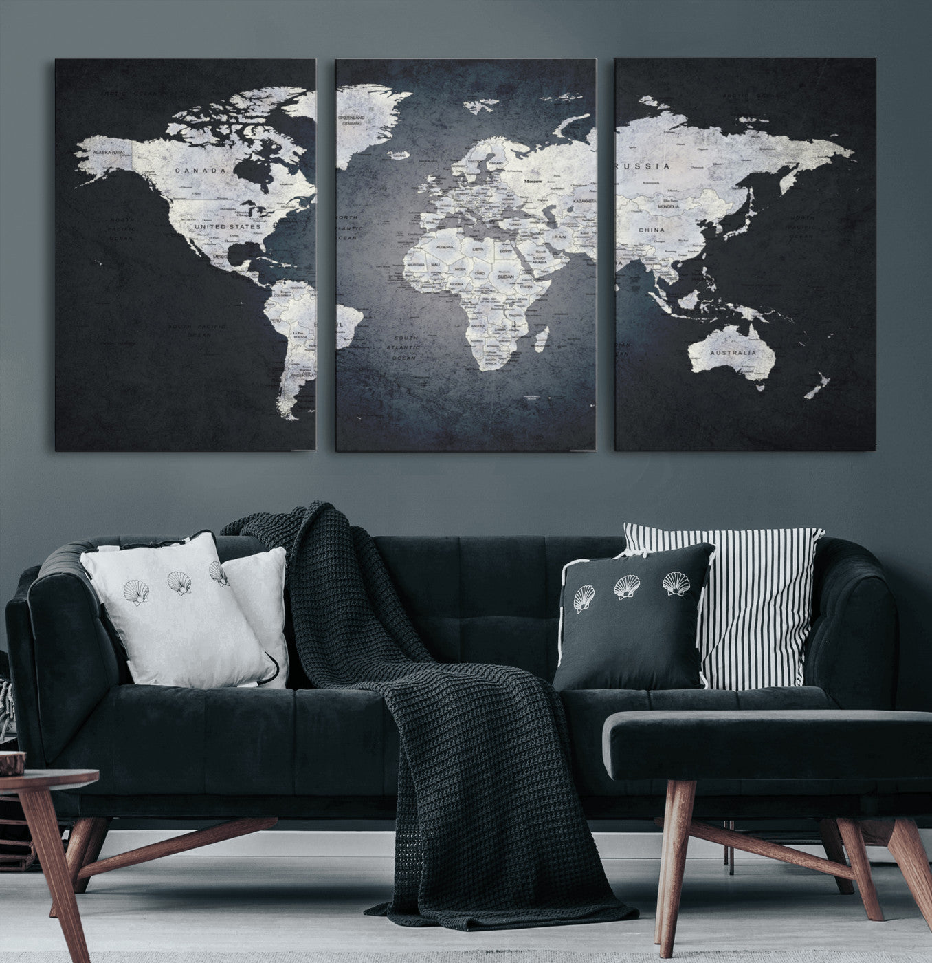 MGV-CV-60X30-3P - World Map Wall Art Canvas Print for Home and Office Decor
