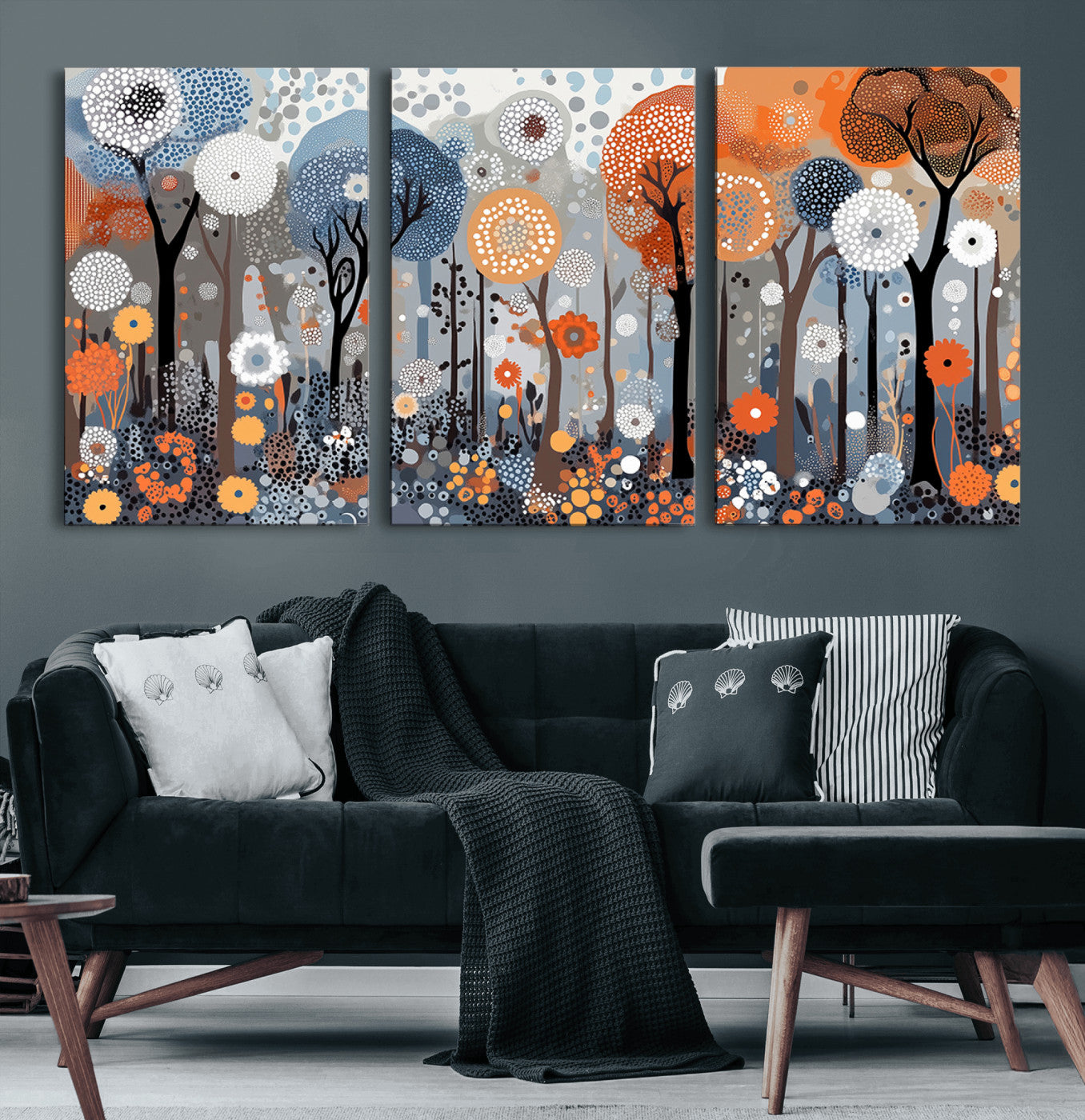 48857-MGV-CV-36X24-Abstract Winter Landscape Canvas Wall Art Print - Large Colorful Nature Wall Decor