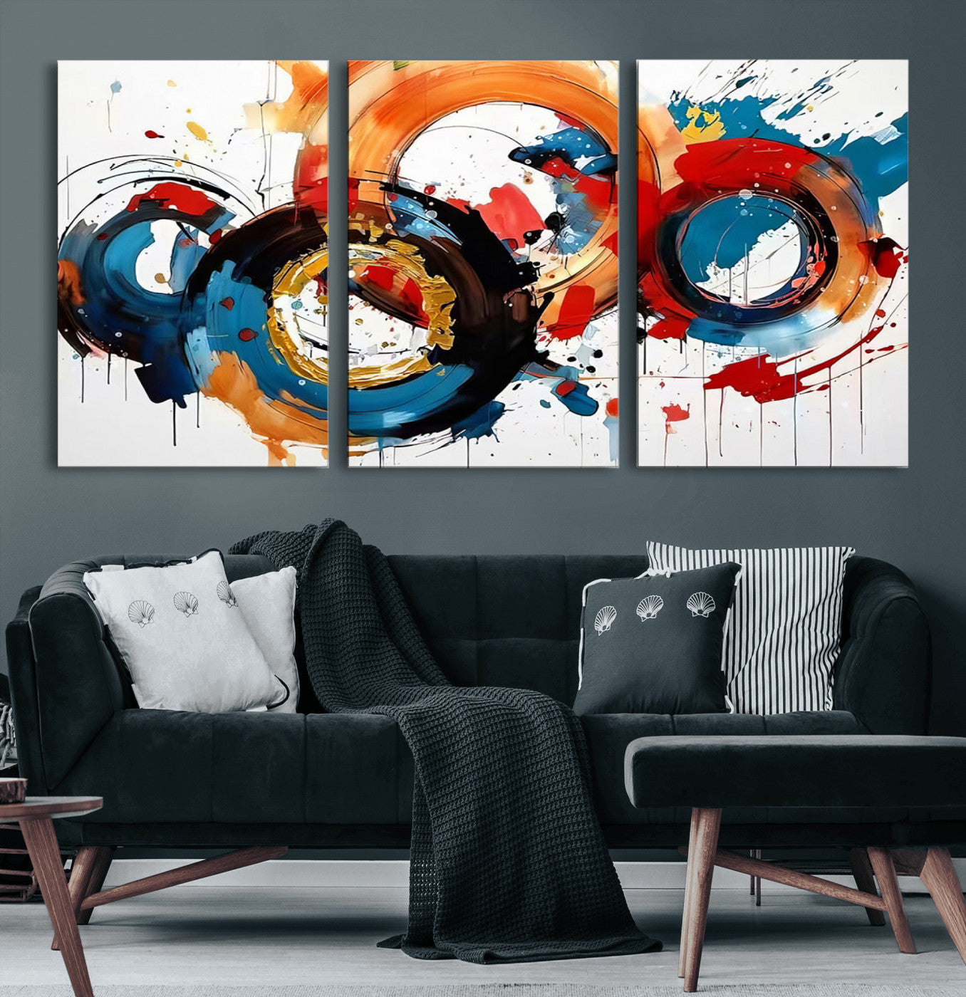 MGV-CV-60X30-3P - Abstract Wall Art, Rings Wall Art Canvas Print