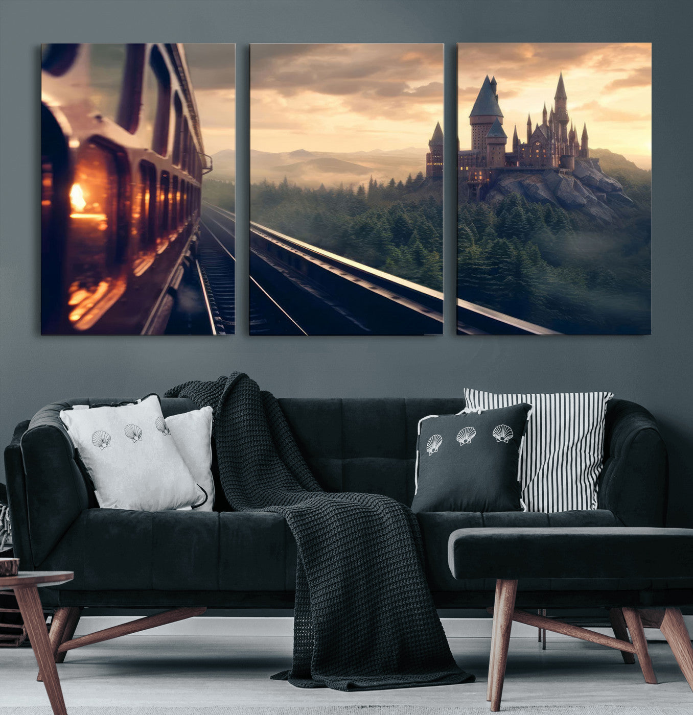 MGV-CV-60X30-3P - Harry Castle Wall Art Canvas Print, Wizard School Wall Art Print, Movie Wall Art Print