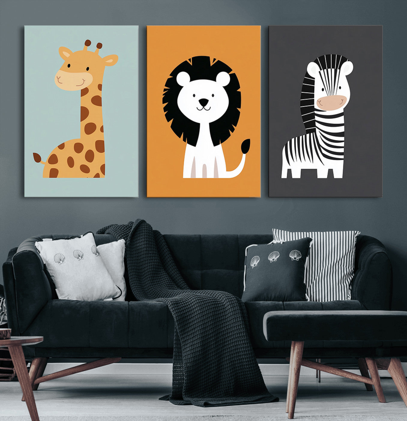 70446-MGV-CV-60X30-3P-Boho Jungle Animal Nursery Wall Art Prints – Safari Decor Earth Tones Modern, Artwork for Home, Stylish Spaces