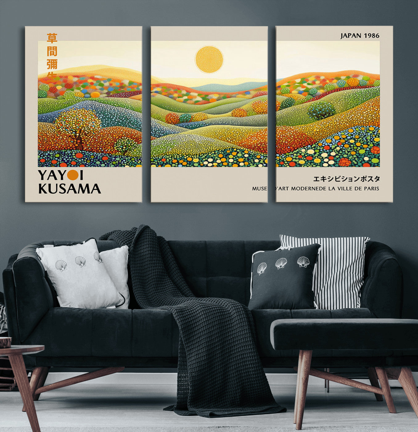 33864-MGV-CV-60X30-3P-Yayoi Kusama Wall Art Print – Yayoi Kusama Wabi Sabi Japanese Wall Art Print - Vibrant Abstract