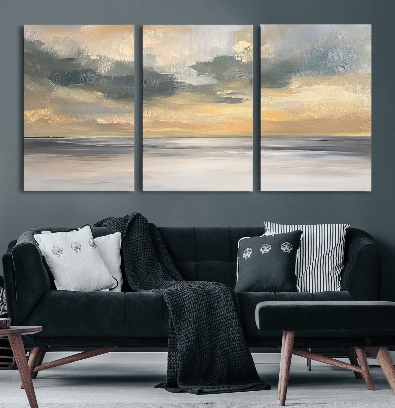 MGV-CV-60X30-3P - Modern Coastal Artwork with Vibrant Abstract Ocean Waves Wall Art Canvas Print for Contemporary