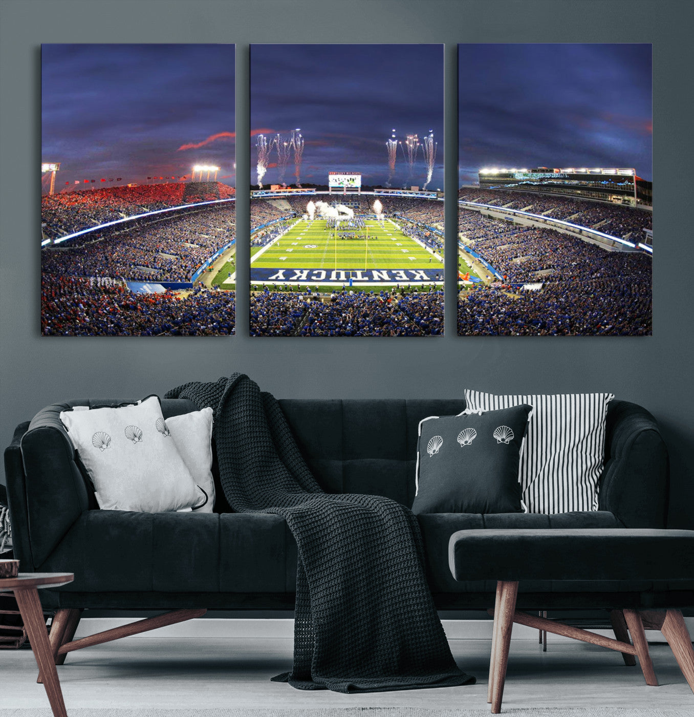 26008-MGV-CV-60X30-3P-Kroger Field Canvas Wall Art - Kentucky Stadium Wall Art Print - Sunset Football Stadium Wall Decor