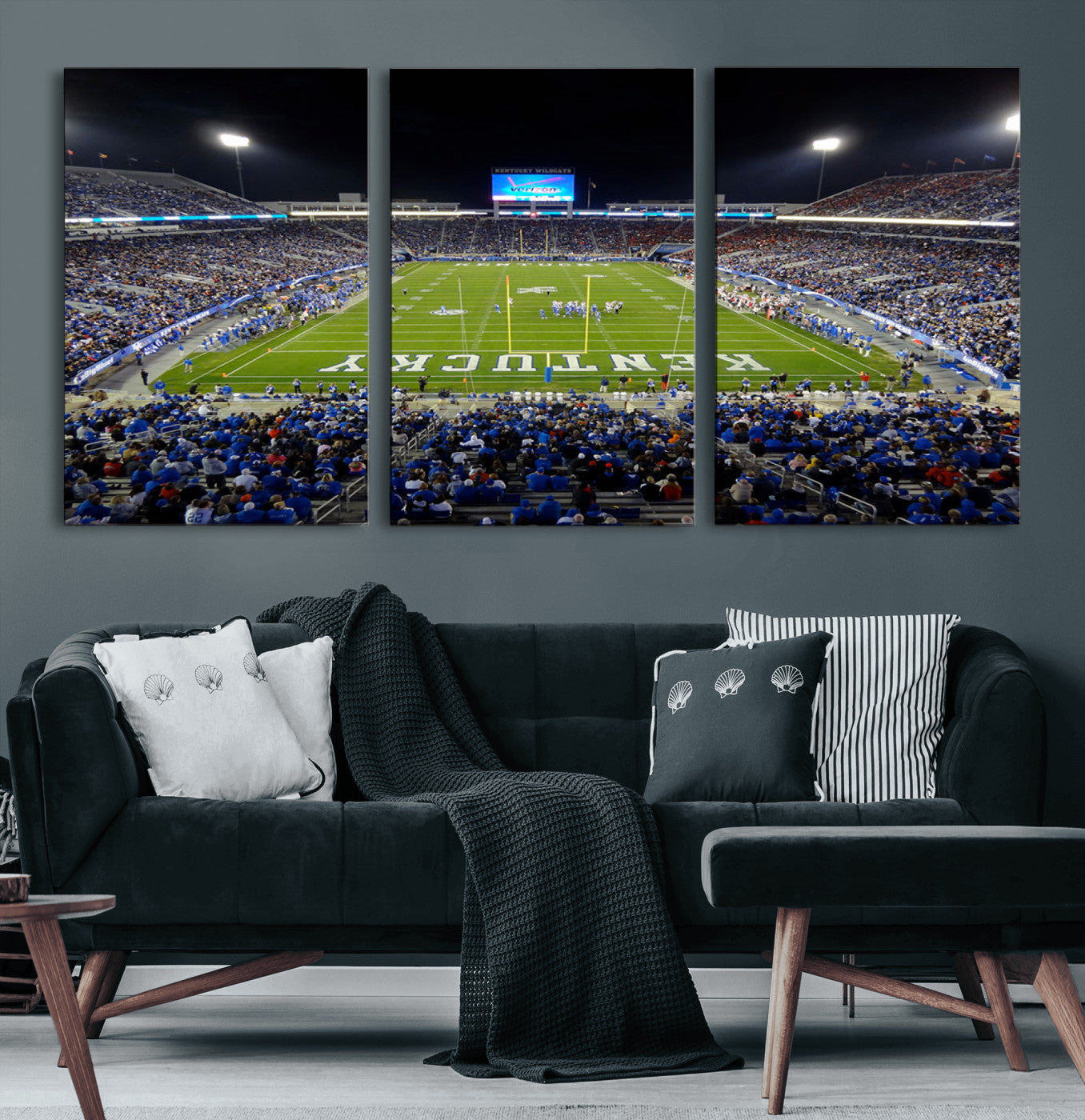 14304-MGV-CV-60X30-3P-Kroger Field Canvas Wall Art - Kentucky Stadium Wall Art Print - Sunset Football Stadium Wall Decor