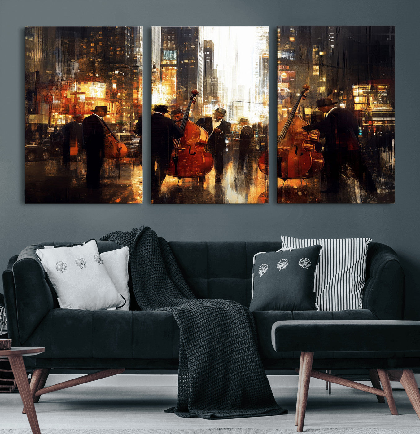 MGV-CV-60X30-3P - Abstract Jazz Art Wall Art Canvas Print - Framed Abstract Music Canvas - Colorful Instrument Poster