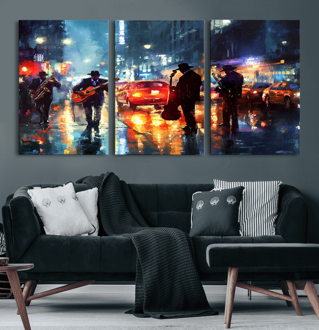 MGV-CV-60X30-3P - African American Jazz Canvas - Abstract Music Wall Art Print - Abstract Jazz Wall Art Framed Prints