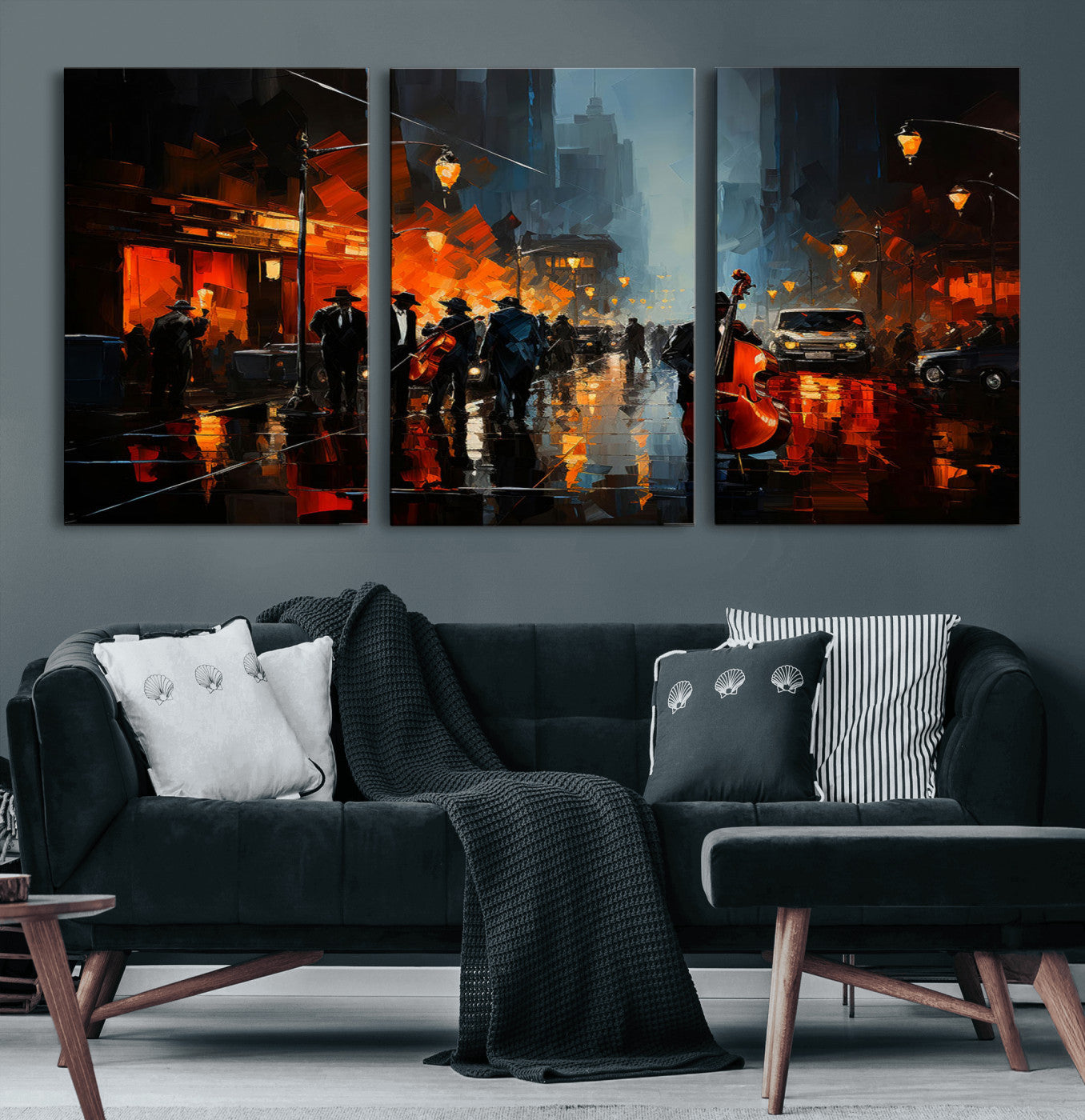 MGV-CV-60X30-3P - Winston Porter Jazz Wall Art - African American Music Canvas - Abstract Colorful Music Art - Framed